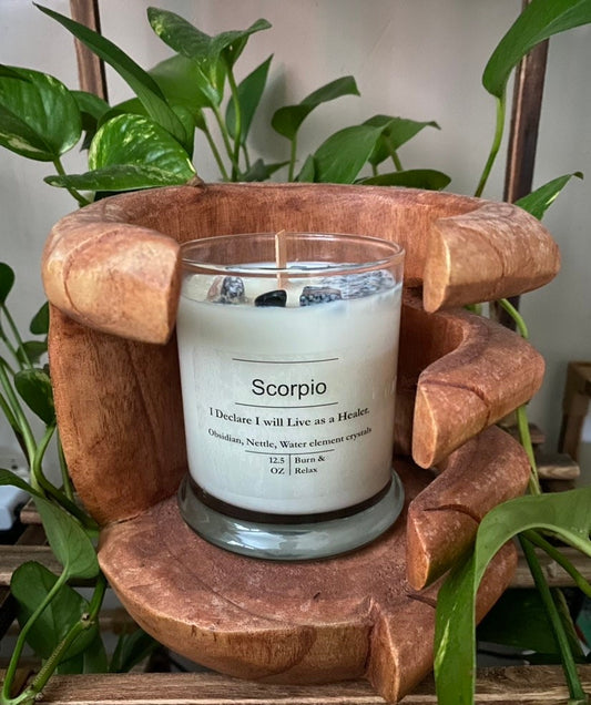 Zodiac candle will come with Zodiac crystal, Zodiac herb and element crystals