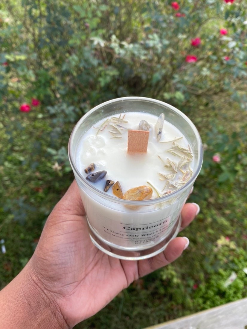 Zodiac candle will come with Zodiac crystal, Zodiac herb and element crystals